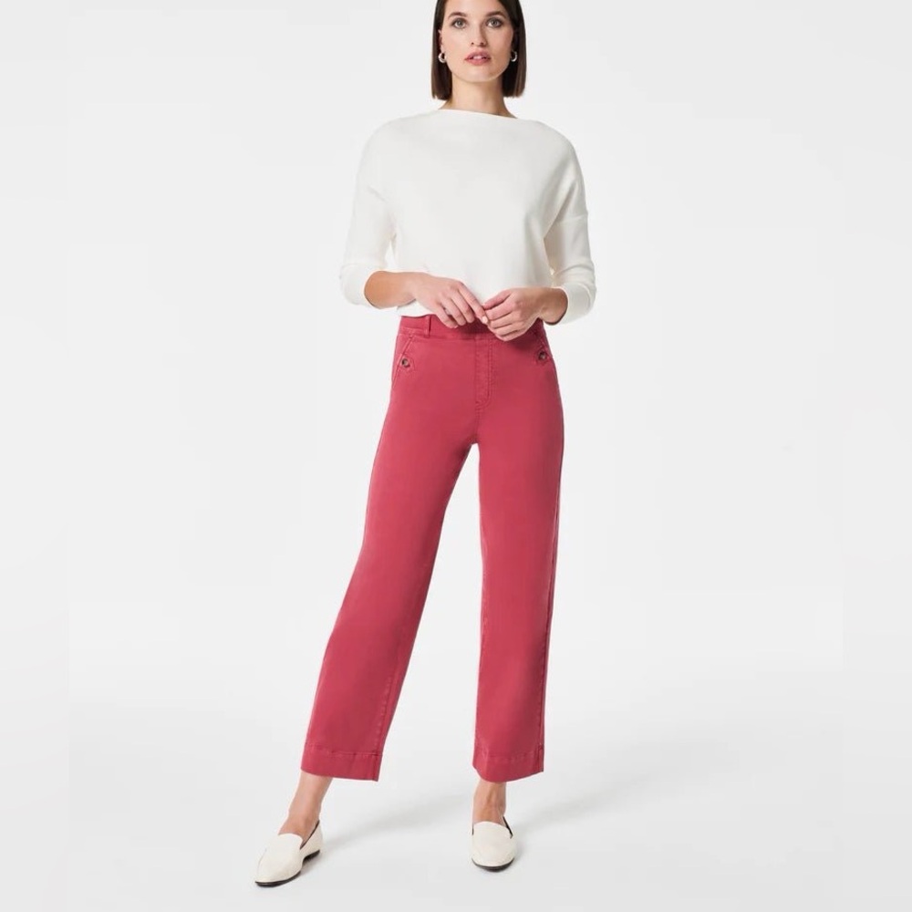 SPANX Stretch Twill Cropped Wide Leg Pant in Wild Rose